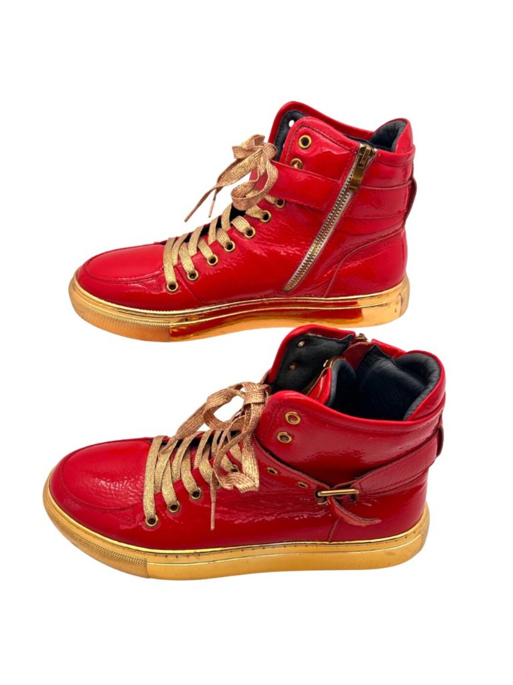 Jump New York Sullivan 24K Red Gold Patent Leather High-Top Sneakers Mens Size 8 - Picture 3 of 16